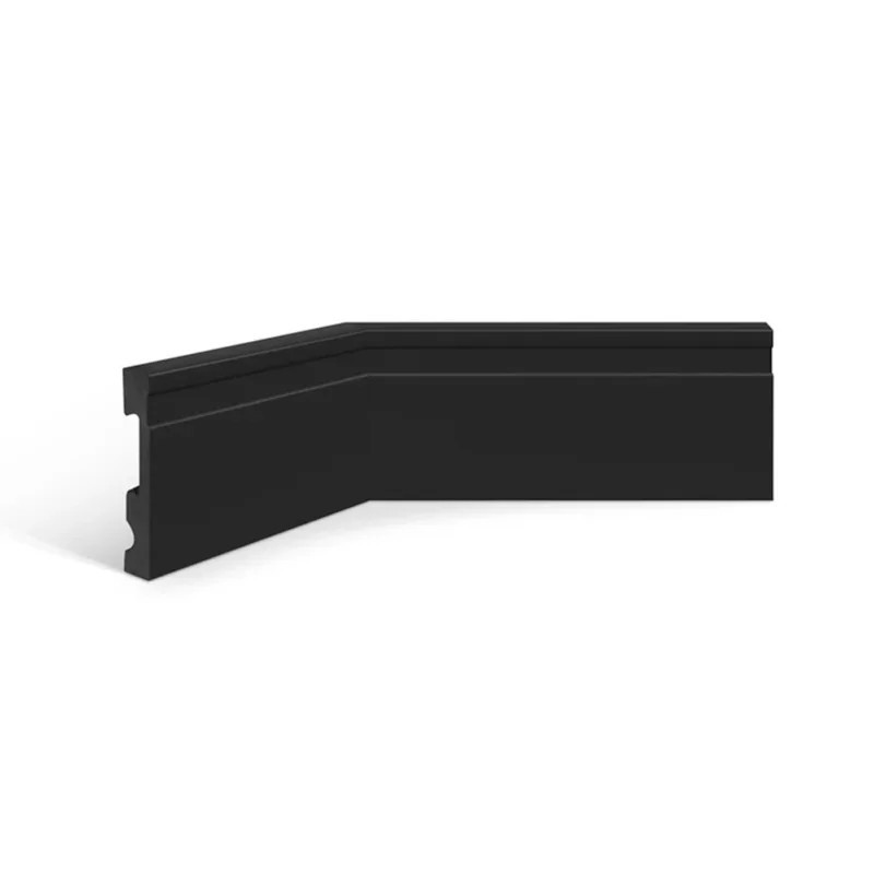 Rodapé frisado poliestireno preto 10cm